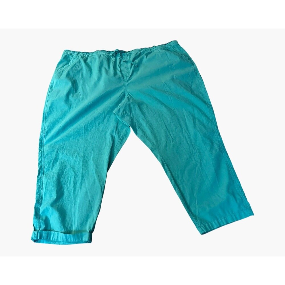 NWT Sonoma Plus Size Mid Rise Capri Drawstring Pants Aqua 4X